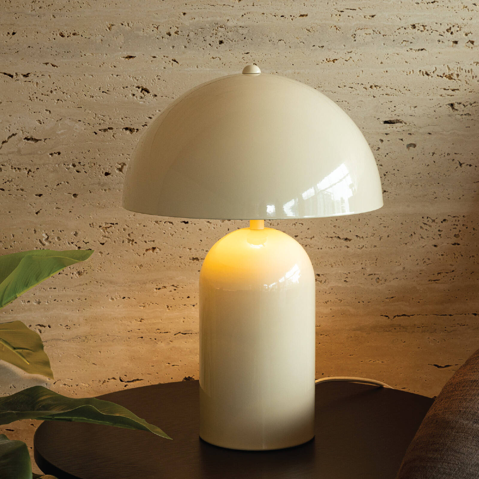 Mercator Stella Table Lamp - Cream Metal Gloss Finish, E14 Indoor with 1.8m Cord