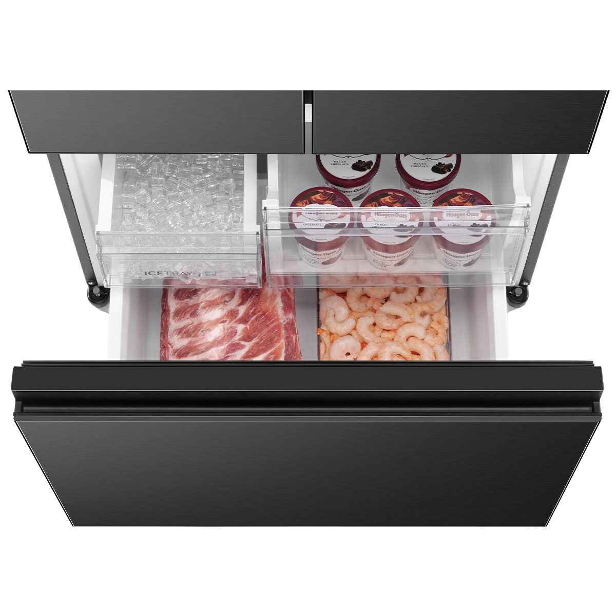 Haier 509L French Door Fridge - Black - Non-Plumbed Water Dispenser - 5 Star Energy - HRF510FHC