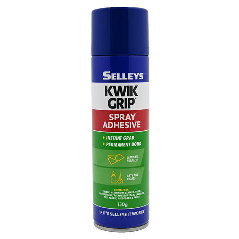 Selleys Kwik Grip Contact Adhesive Spray 150g - Dries Clear Fast-Bonding Spray Adhesive