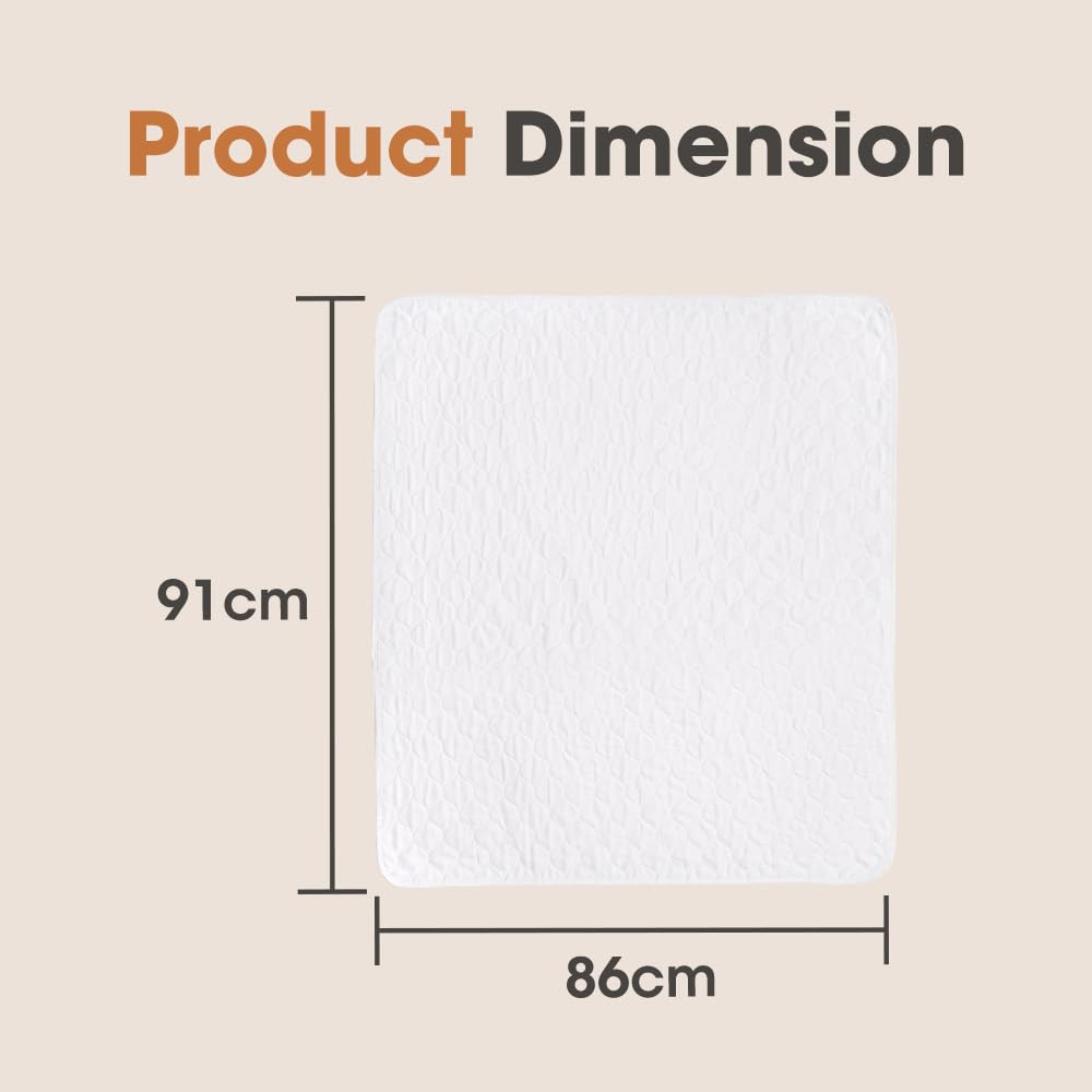 Reusable Waterproof Bed Pads 2 Pack - 91 x 86cm - Absorbs 2 Litres, Quilted Top, Machine Washable Incontinence Underpad
