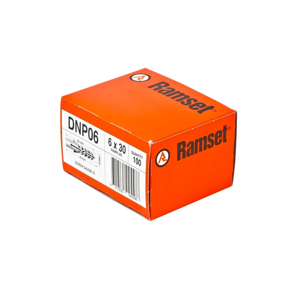 Ramset 6 x 30mm RamPlug Nylon Masonry Wall Plug - 100 Pack, Orange