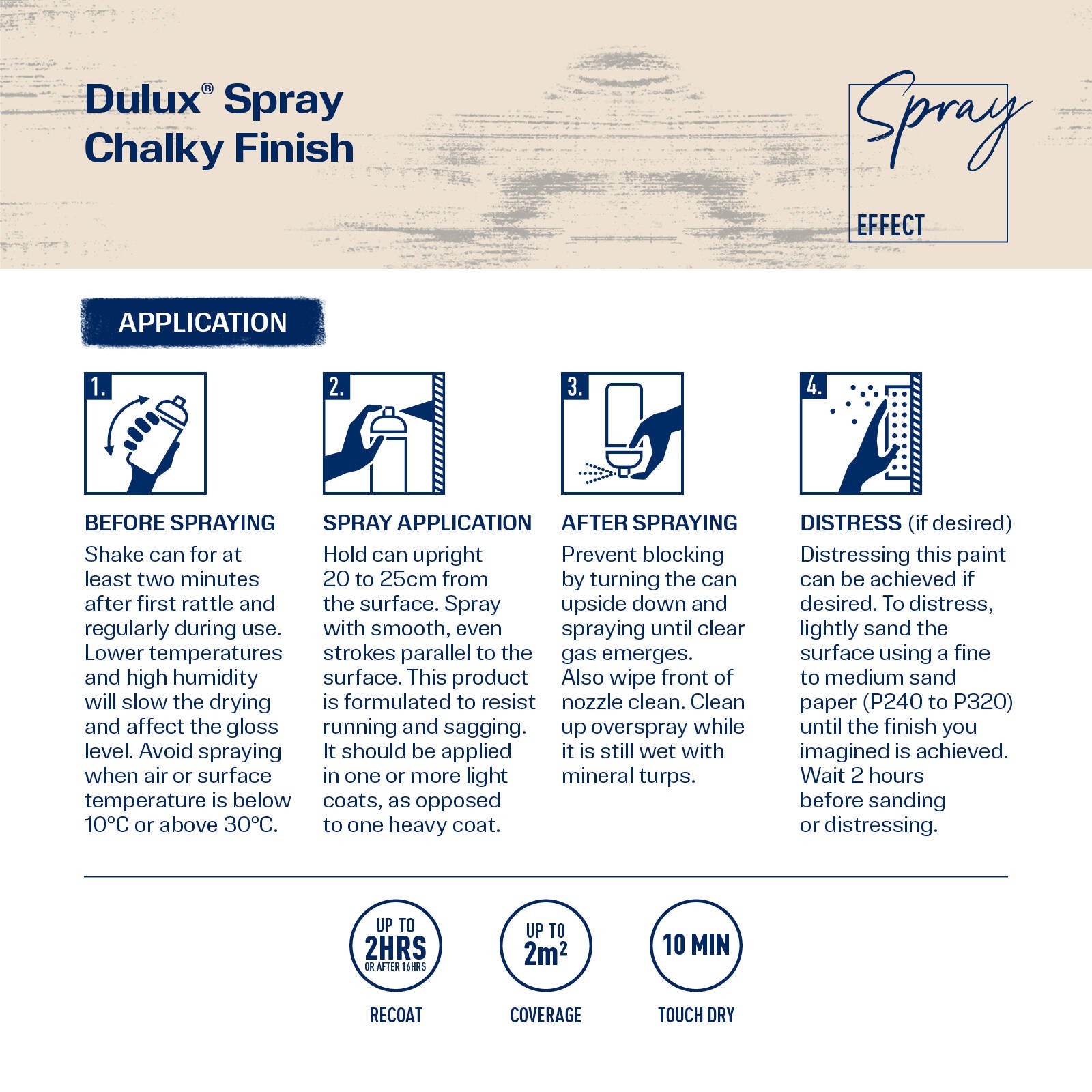 Dulux 340g Parisian White Chalky Spray Paint, Matte Finish for Furniture