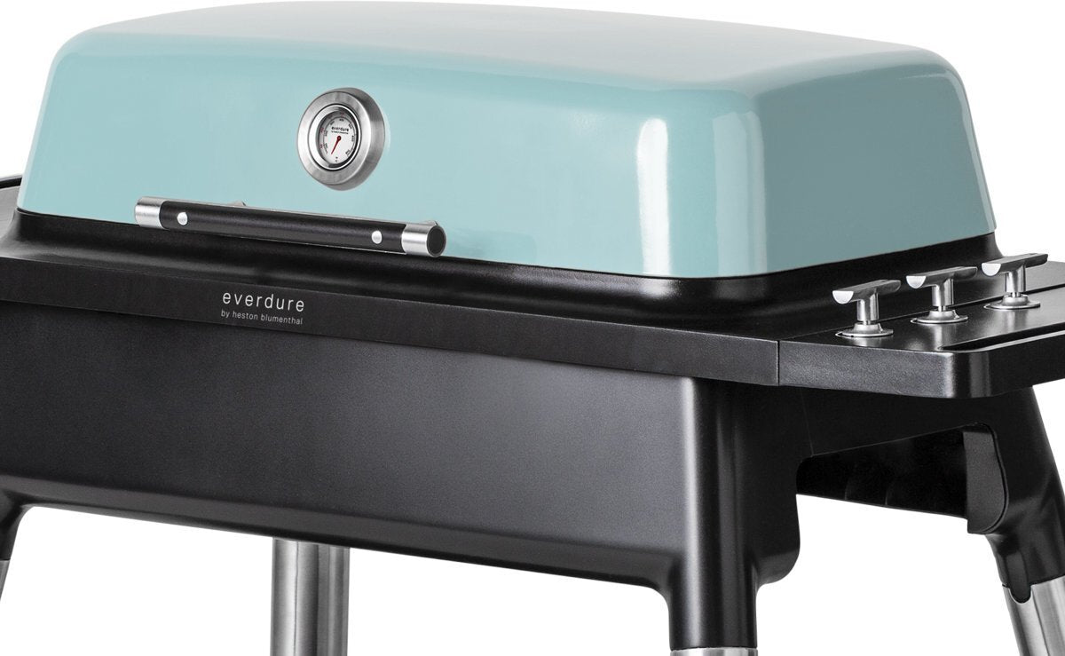 Everdure by Heston Blumenthal Furnace 3 Burner LPG BBQ - Mint, Cast Iron Plates, Roasting Hood - HBG3M