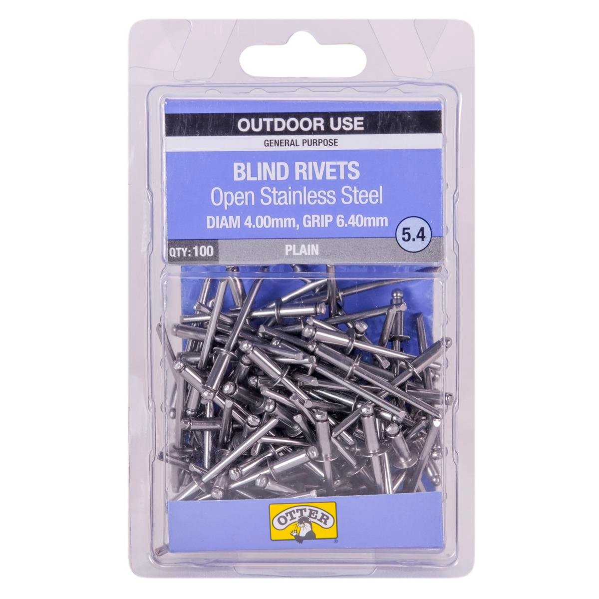 Otter Open Stainless Steel Blind Rivets 4x6mm 100 Pack Corrosion Resistant - SuperSaverAU - view 1