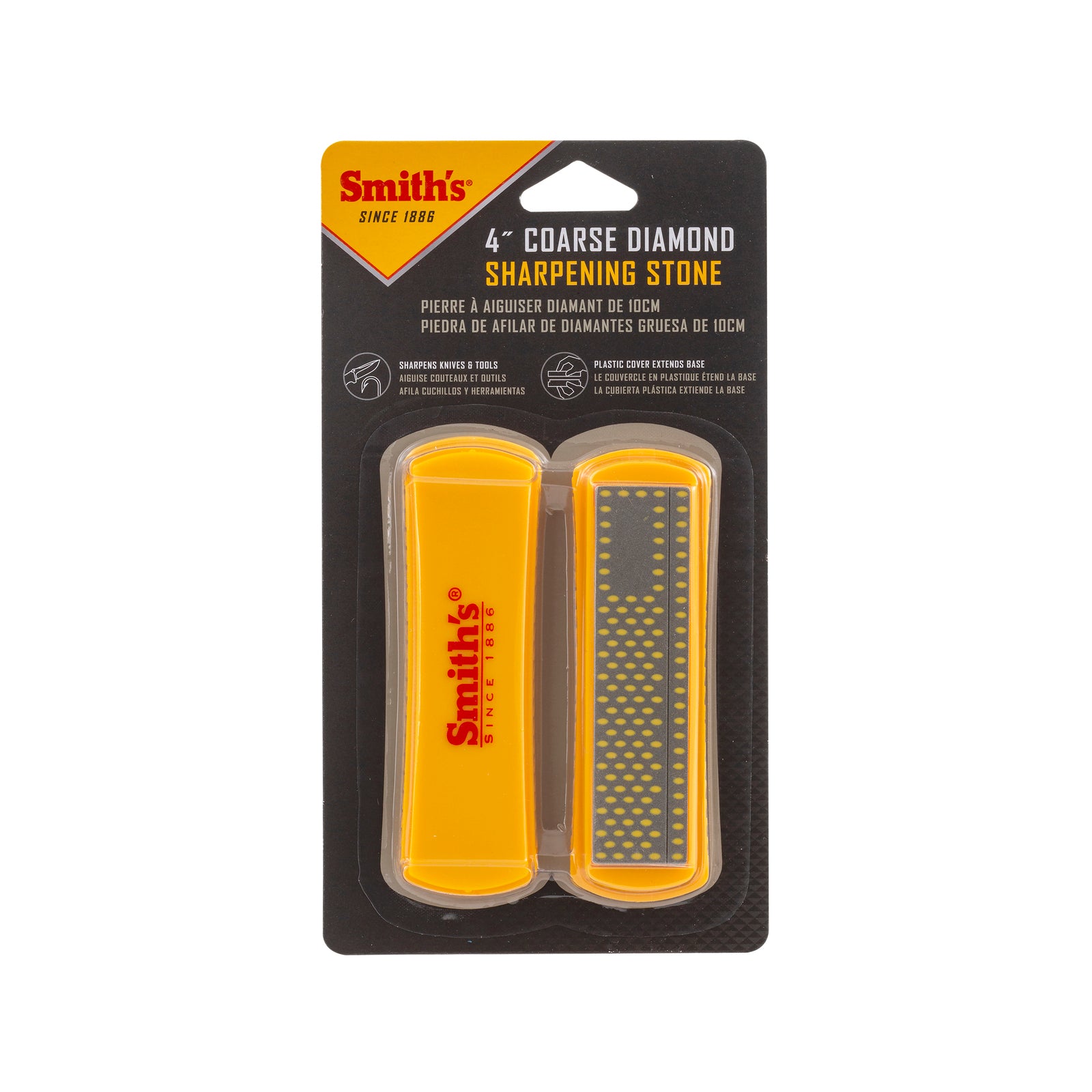 Smith's 4" Coarse Diamond Sharpening Stone with Cover for Knives
