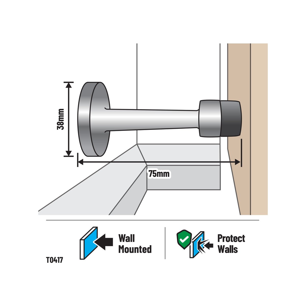 Adoored Satin Chrome Arrow Door Stop with Mounting Hardware