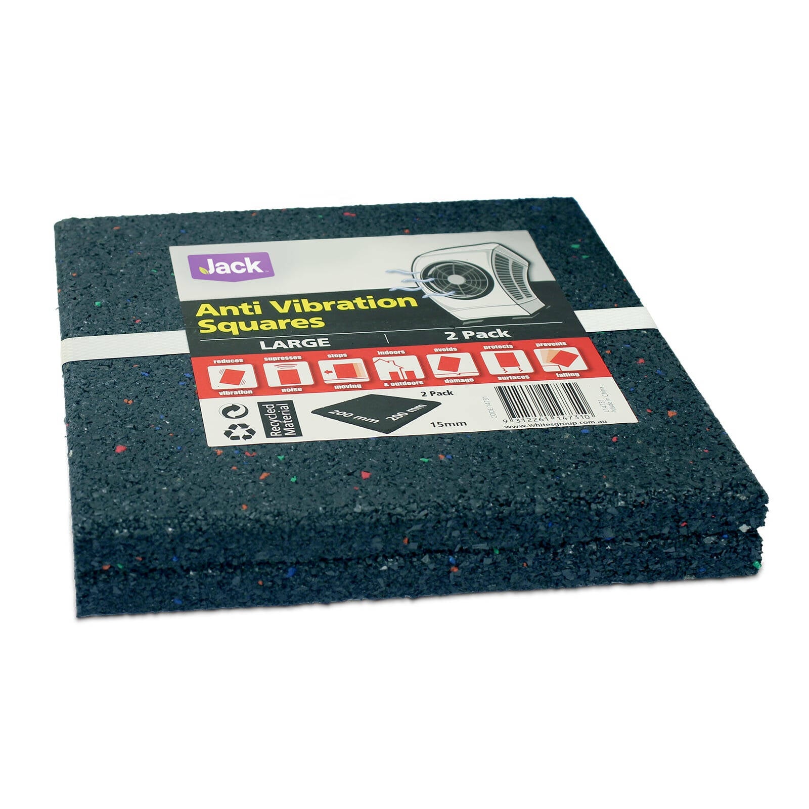 Jack 200 x 200 x 15mm Anti Vibration Square Pad - 2 Pack