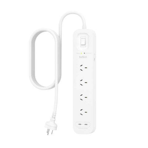 Belkin 4-Outlet Surge Protector with Dual USB-C 30W - 525 Joules, 2m Cord SRB005au2M