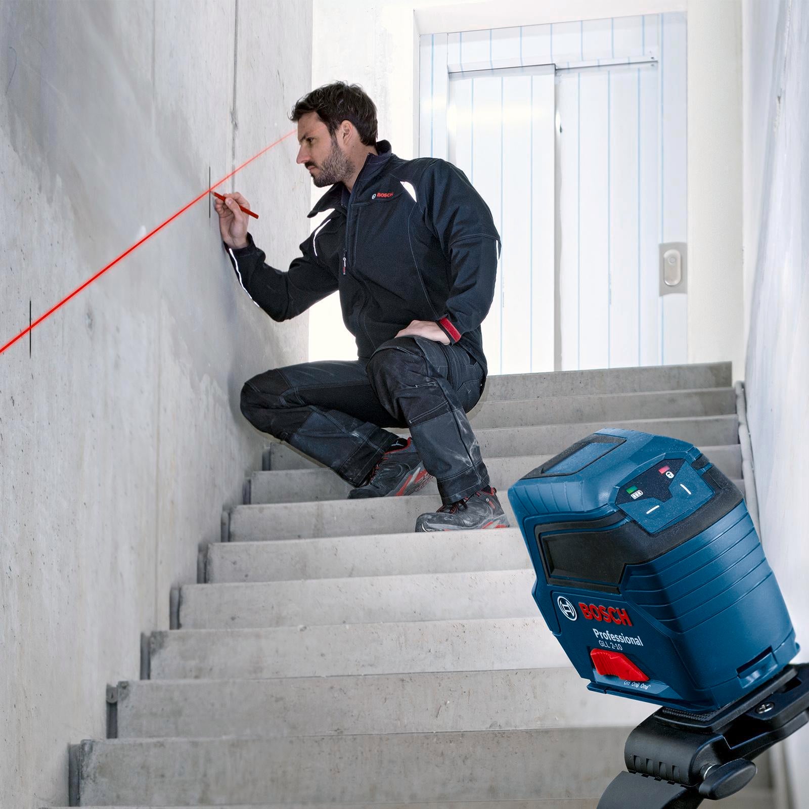 Bosch Professional GLL 2-10 10m Cross Line Laser Level Kit with 1.5m Tripod, Indoor, Case Included 06159940K9