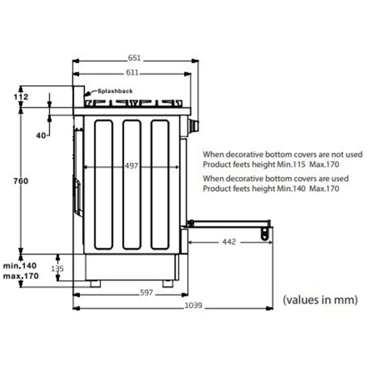 Beko 90cm Dual Fuel Freestanding Oven - 130L Twin Fan, Six Gas Burners, Stainless Steel - BFC918GMX1