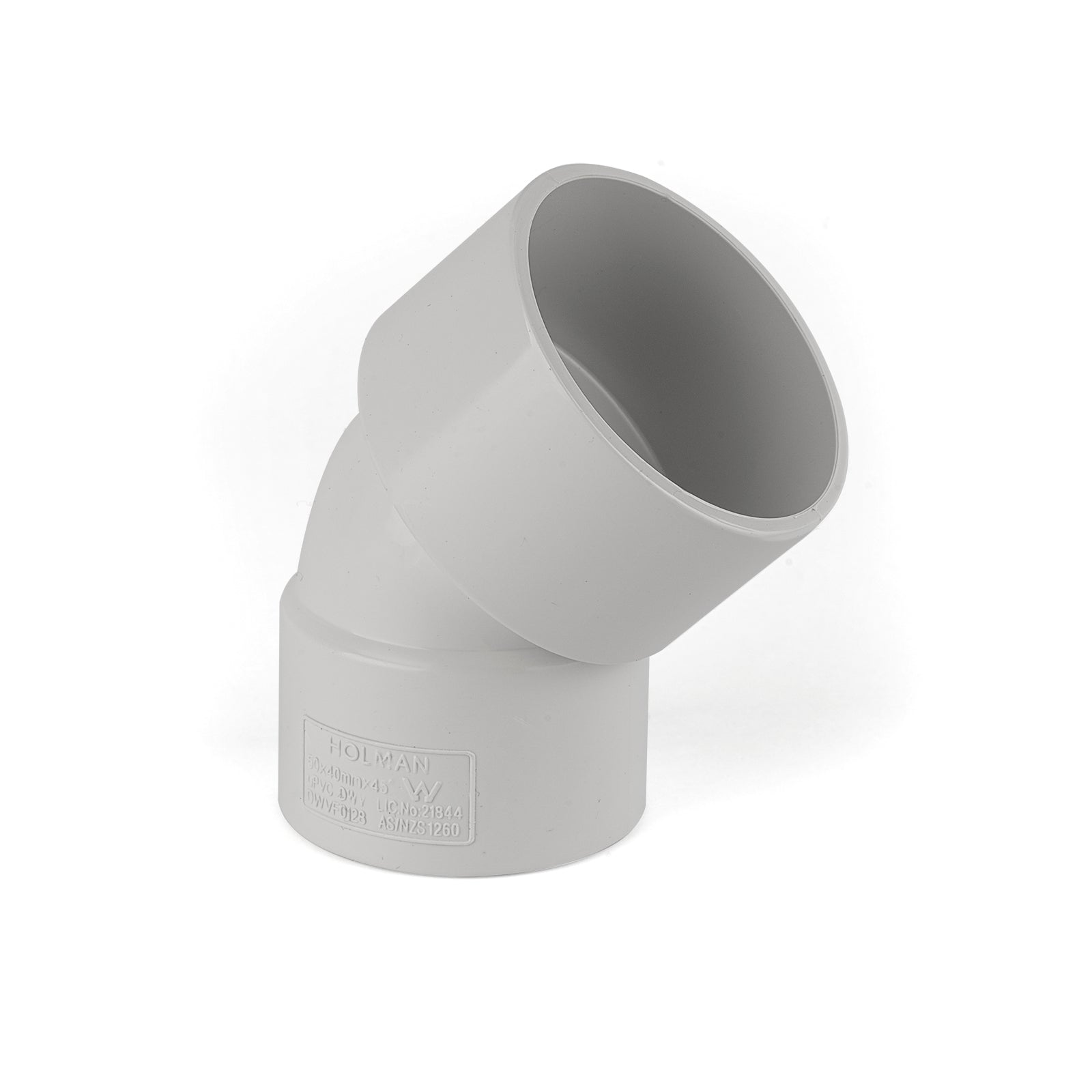 Holman 50 x 40mm 45° Male to Female PVC DWV Bend, Grey Underground