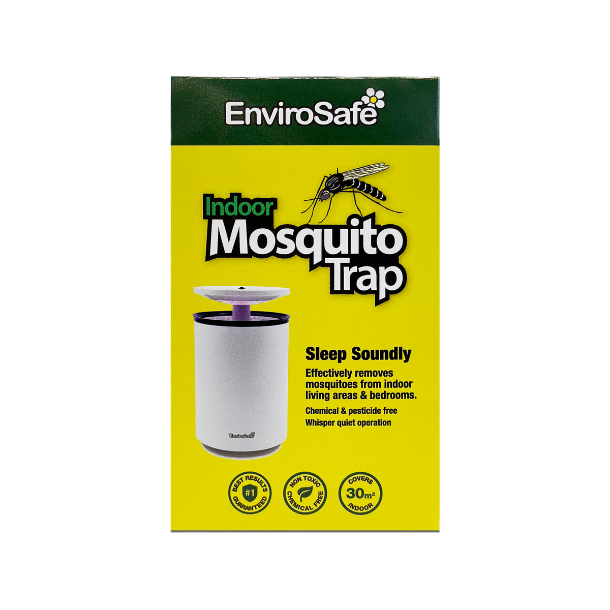 Envirosafe Indoor Mosquito Trap, Chemical-Free, UVA LED with Quiet Fan