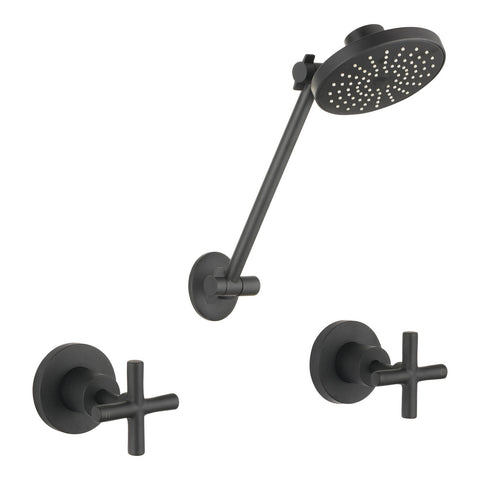 Mondella Resonance Matte Black 1/2 Turn Cross Handle All Directional Shower Set 9L/min WELS 3 Star