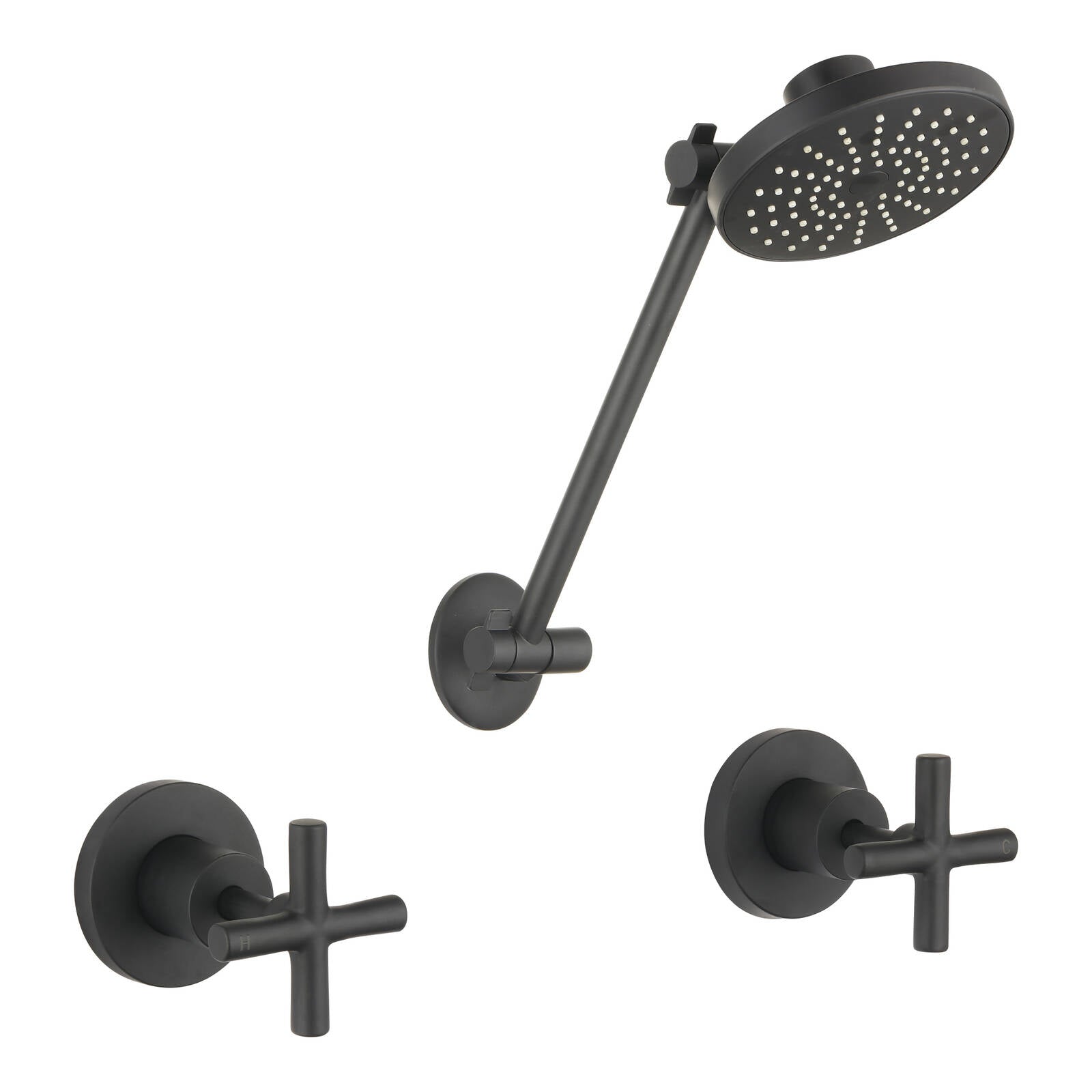Mondella Resonance Matte Black 1/2 Turn Cross Handle All Directional Shower Set 9L/min WELS 3 Star