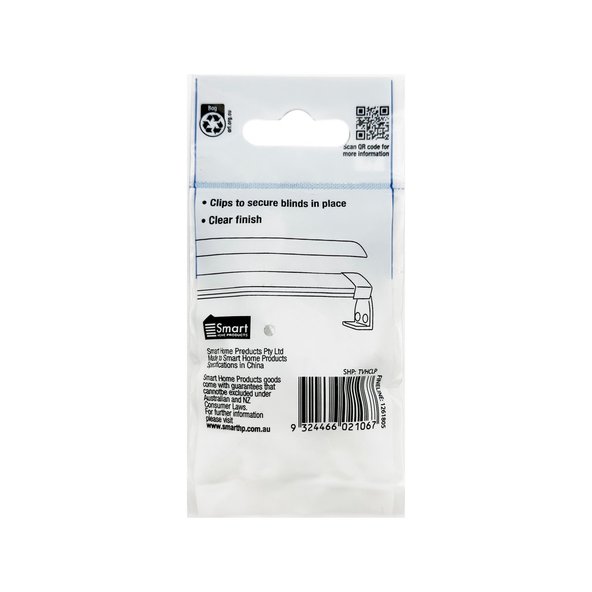 Windoware Venetian Blind Hold Down Clip Clear - 2 Pack