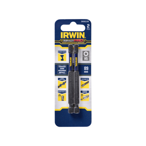 Irwin 89mm Impact Pro Performance Hex 5 Screwdriver Bits 2 Pack