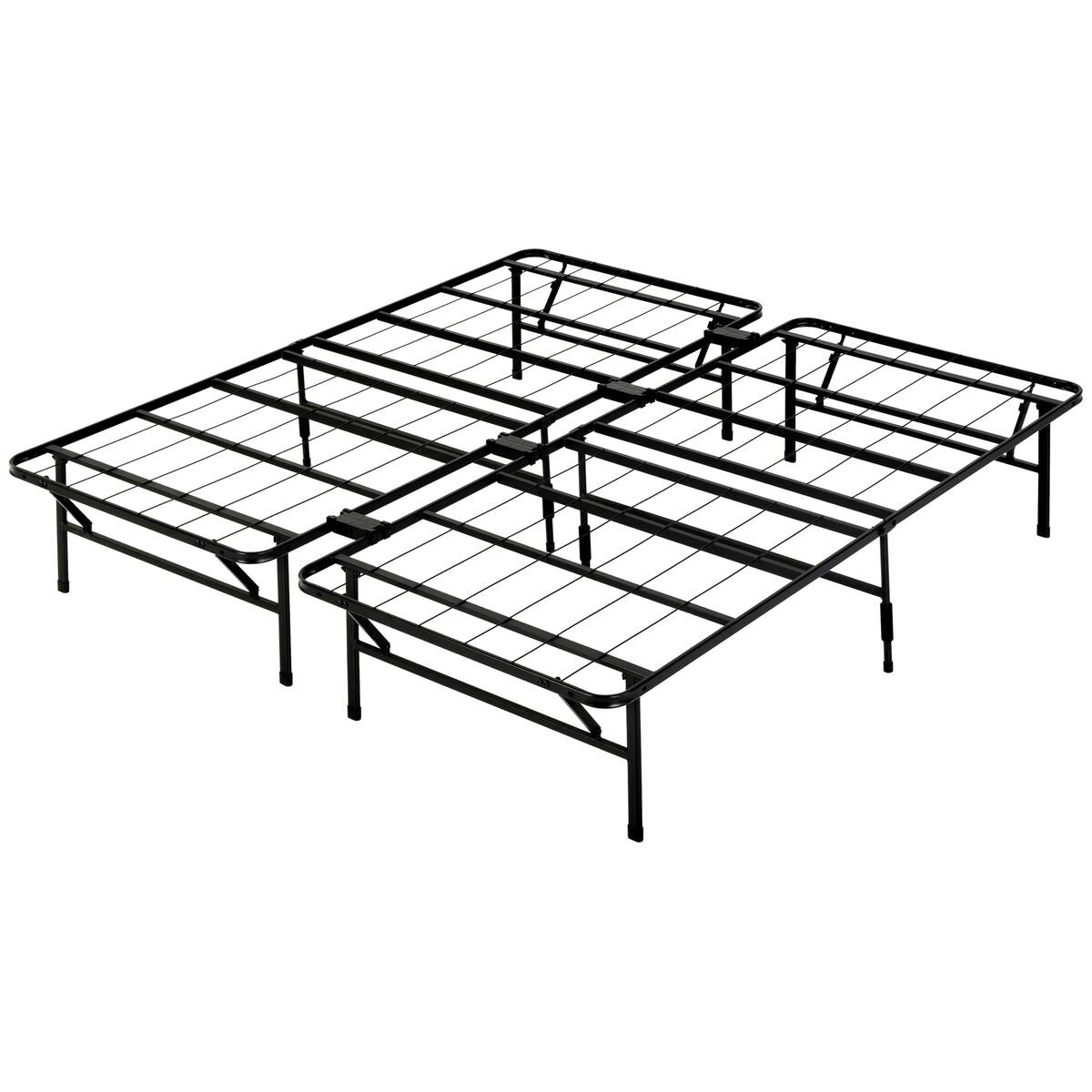 Zinus Smartbase Folding Bed Frame King - Black Steel, 33cm Under-Bed Clearance - AU-SBBK-14K