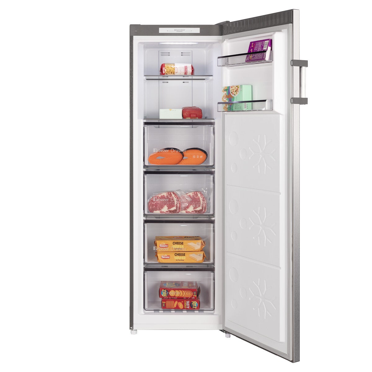CHiQ 206L Hybrid Upright Freezer - Stainless Steel, Inverter System, Frost Free, 4 Star Energy - CSH205NSS