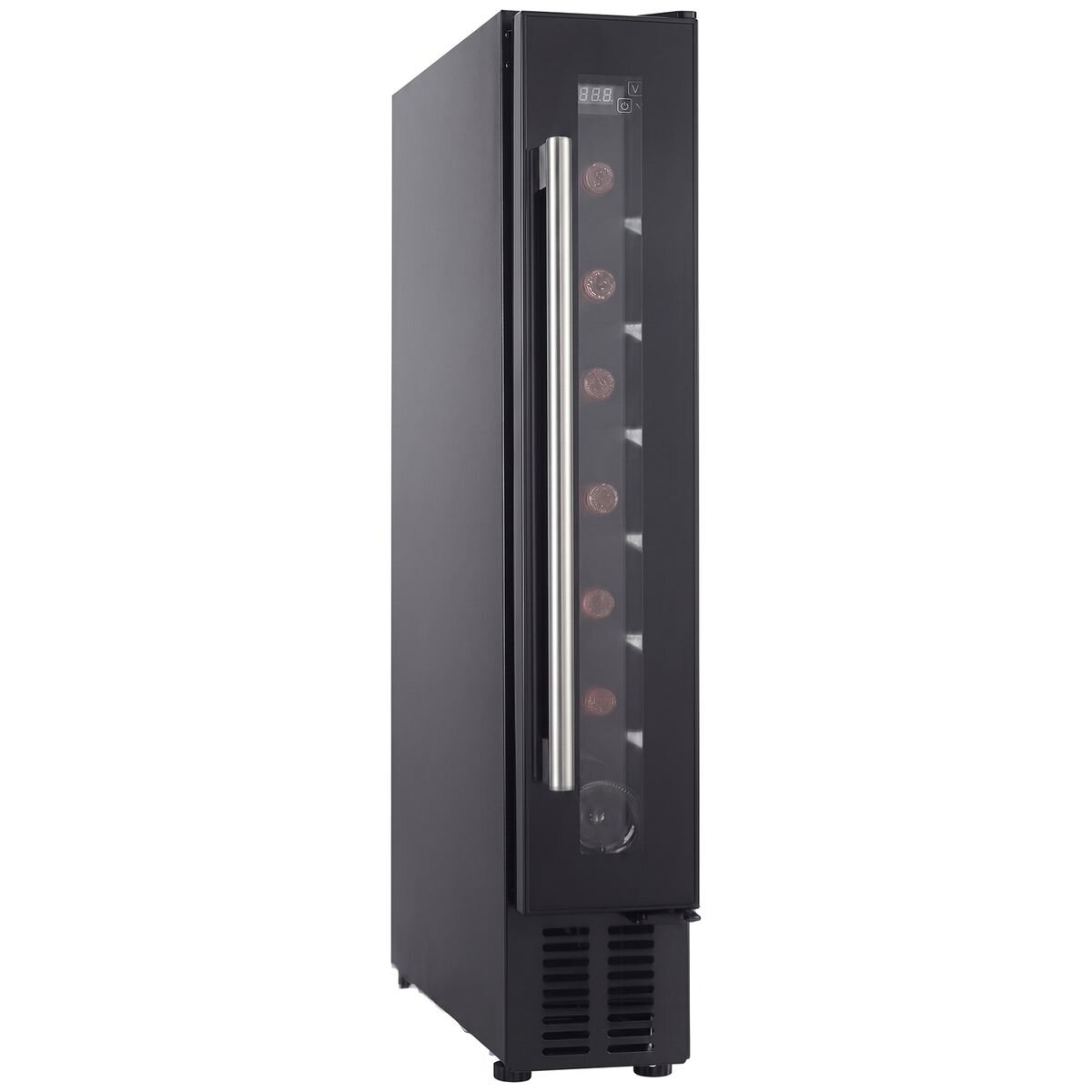Cantina 7 Bottle Single Zone Wine Cabinet - Black, Slim Double-Glazed Glass Door, 20L - CCWIS7B