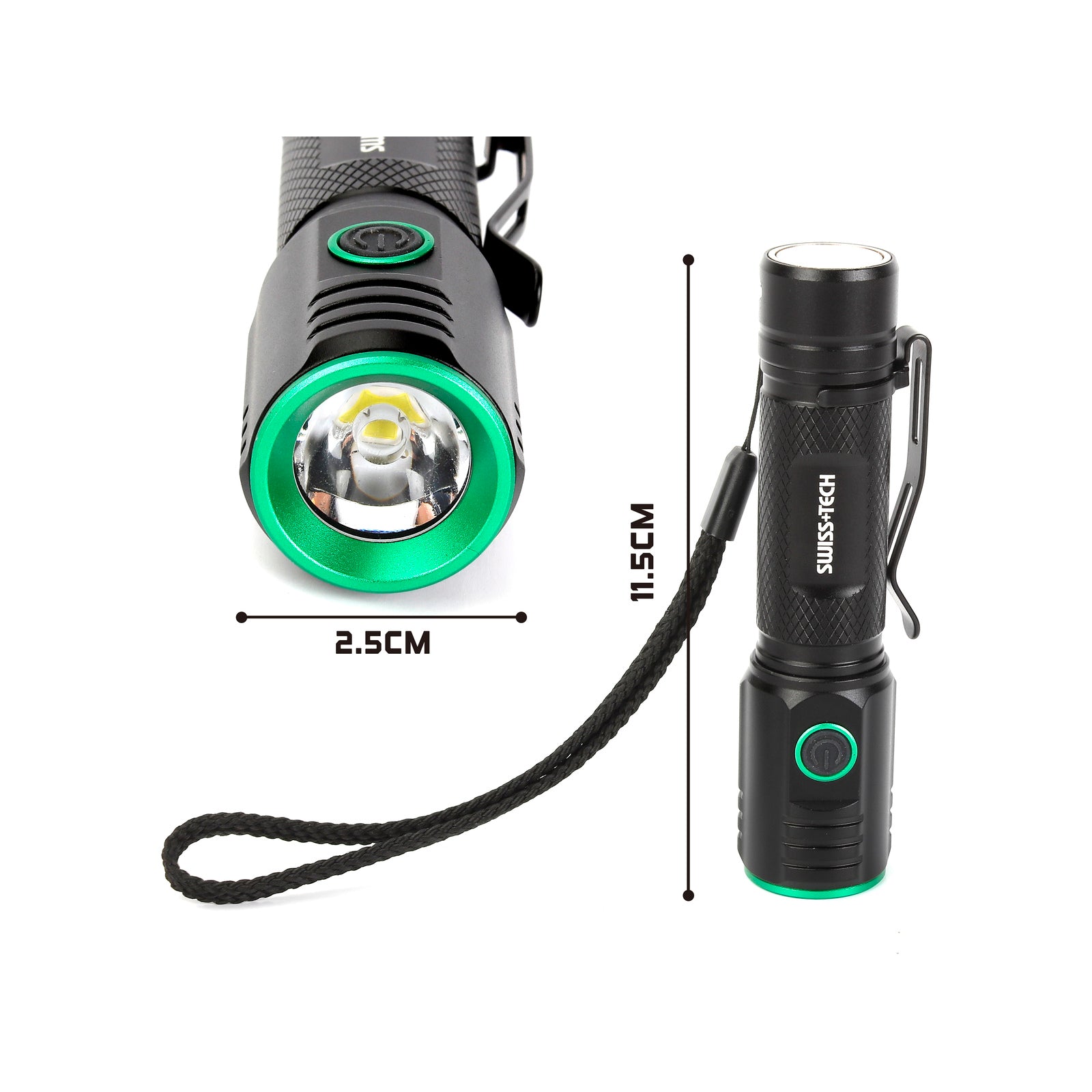 SWISS+TECH 2000lm Rechargeable LED Turbo Flashlight USB