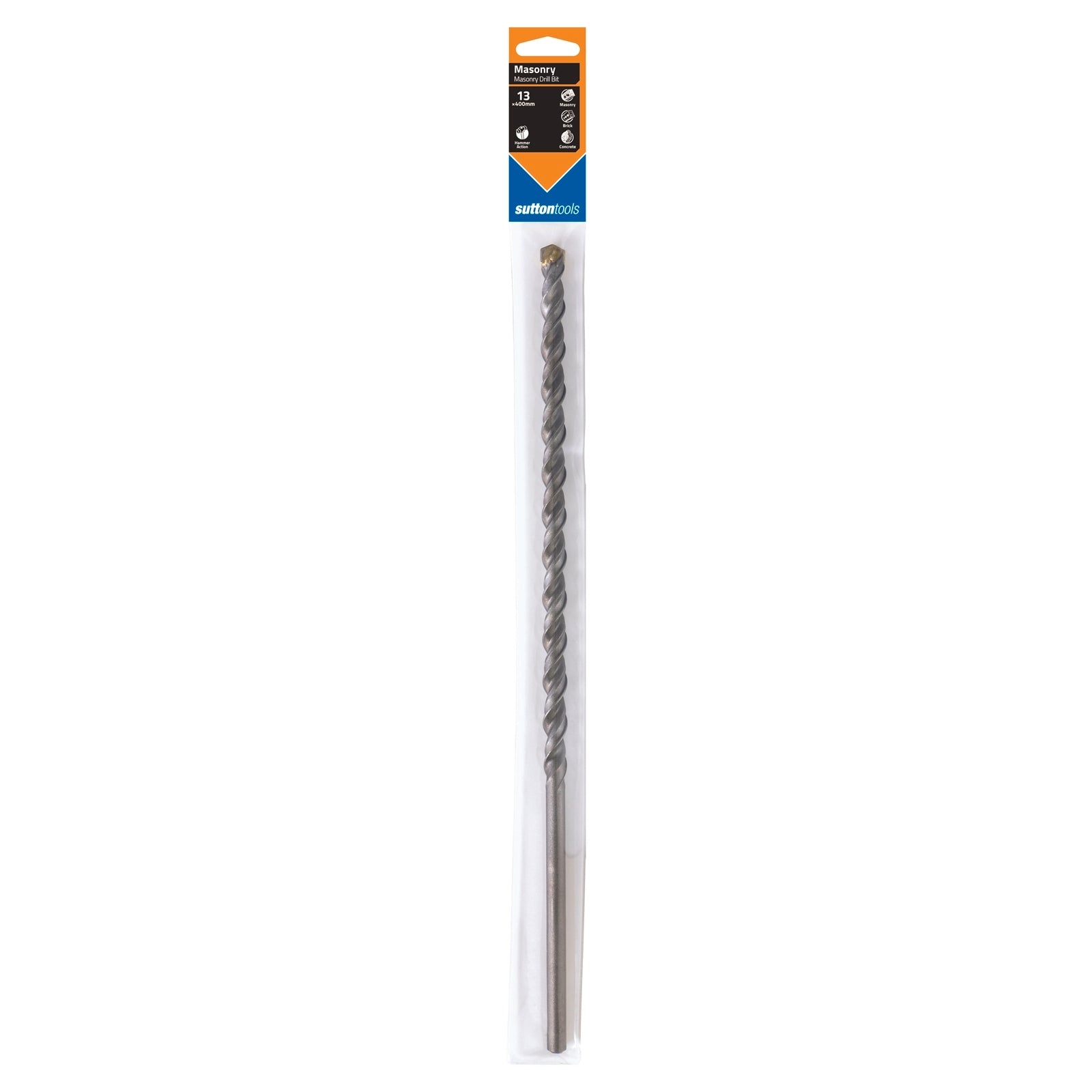 Sutton Tools 13 x 400mm DB TCT Masonry Drill Bit, Carbide Tip, Stone, Brick & Concrete