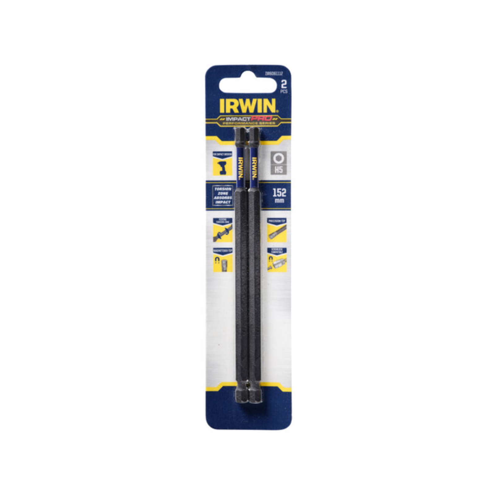 Irwin 152mm Impact Pro Performance Hex 5 Driver Bits 2 Pack