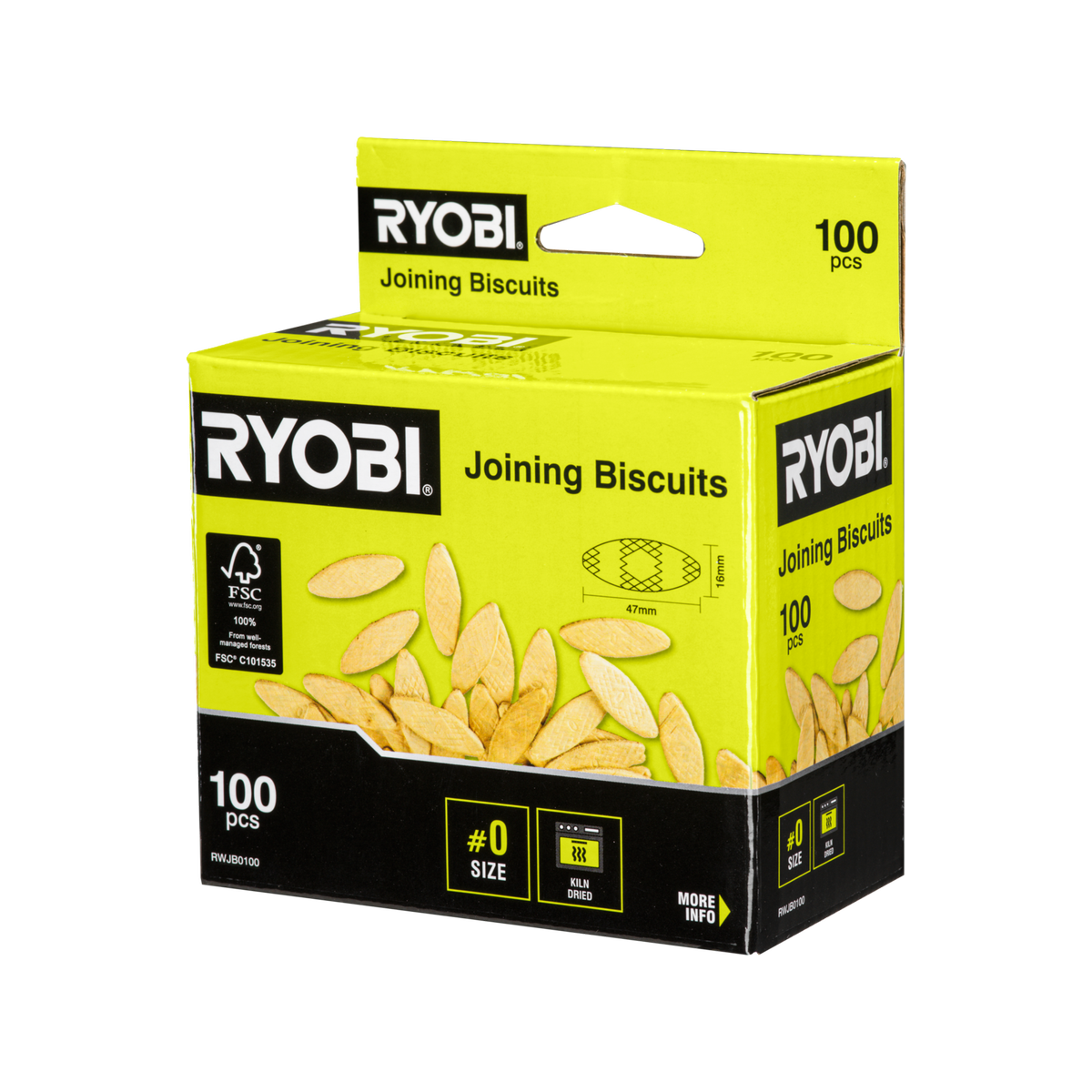 Ryobi No. 0 Wood Joining Biscuits 47 x 16mm - 100 Pack
