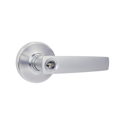 Gainsborough Neue Aurora Brushed Satin Chrome Keyed Entrance Lever Set