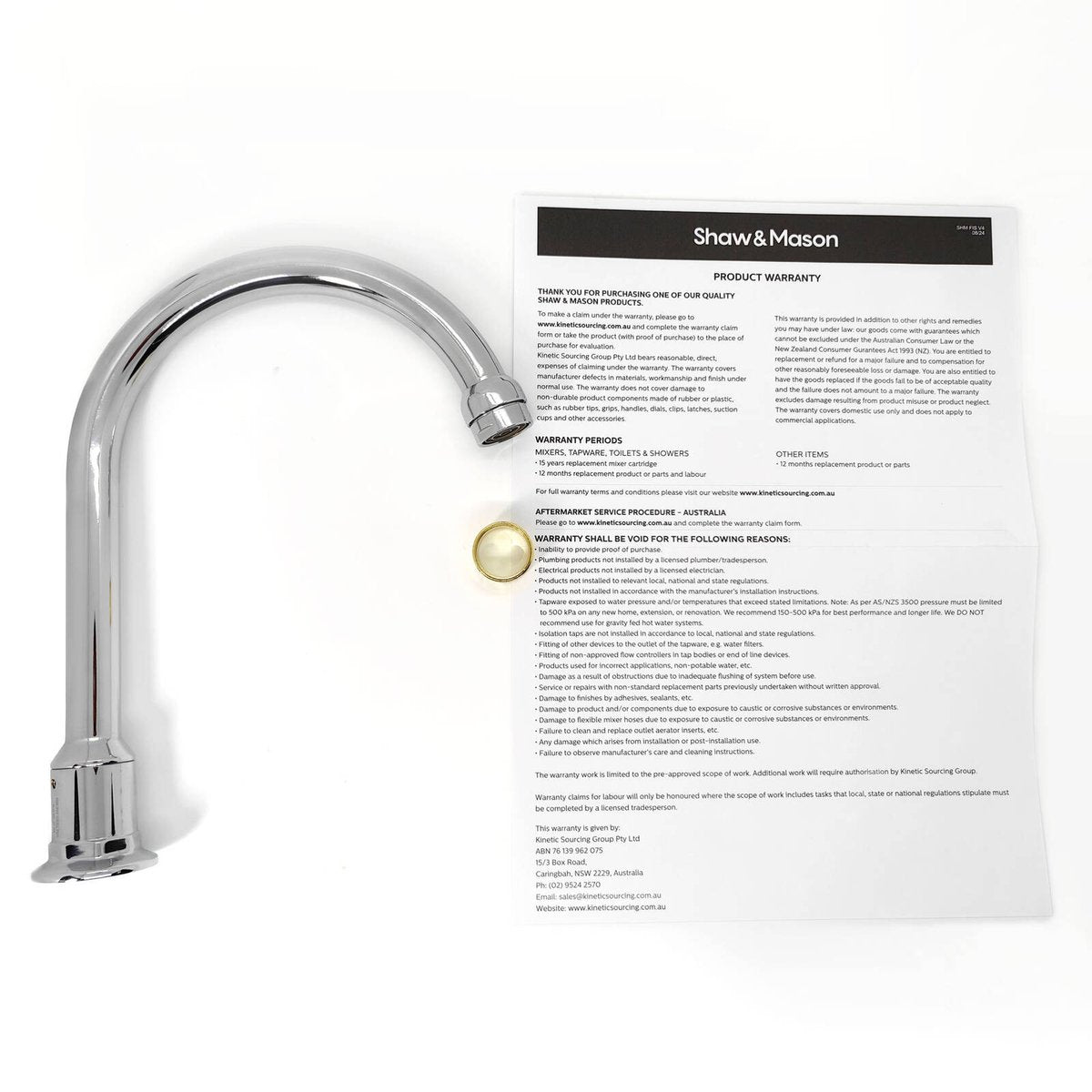 Shaw Mason Chrome Swivel Hob Spout - 175mm - Brass - Durable & Stylish - SuperSaverAU - view 3