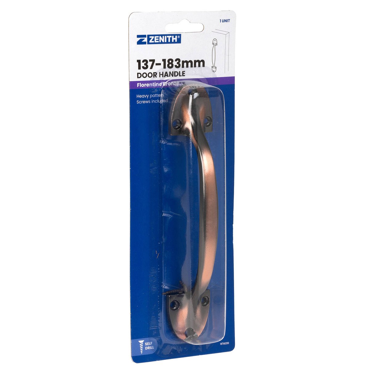 Zenith 137-183mm Florentine Bronze Zinc Alloy D Shape Heavy Duty Door Handle