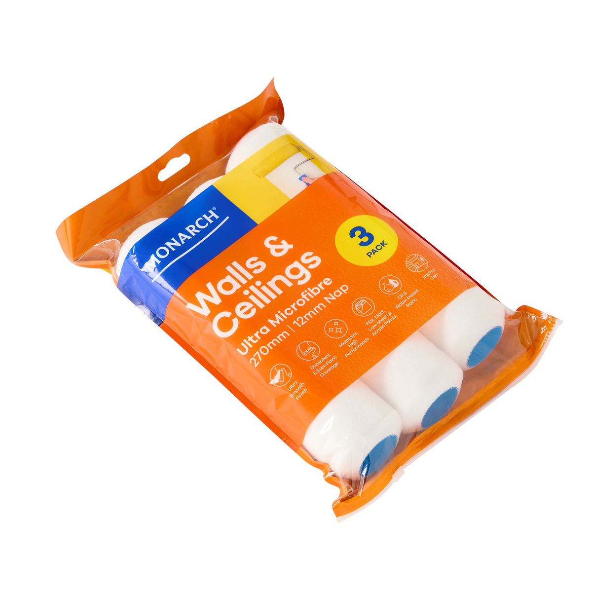 Monarch 270mm Roller Covers - 12mm Nap - 3 Pack - Lint-Free - Ultra Smooth Finish - SuperSaverAU - view 3