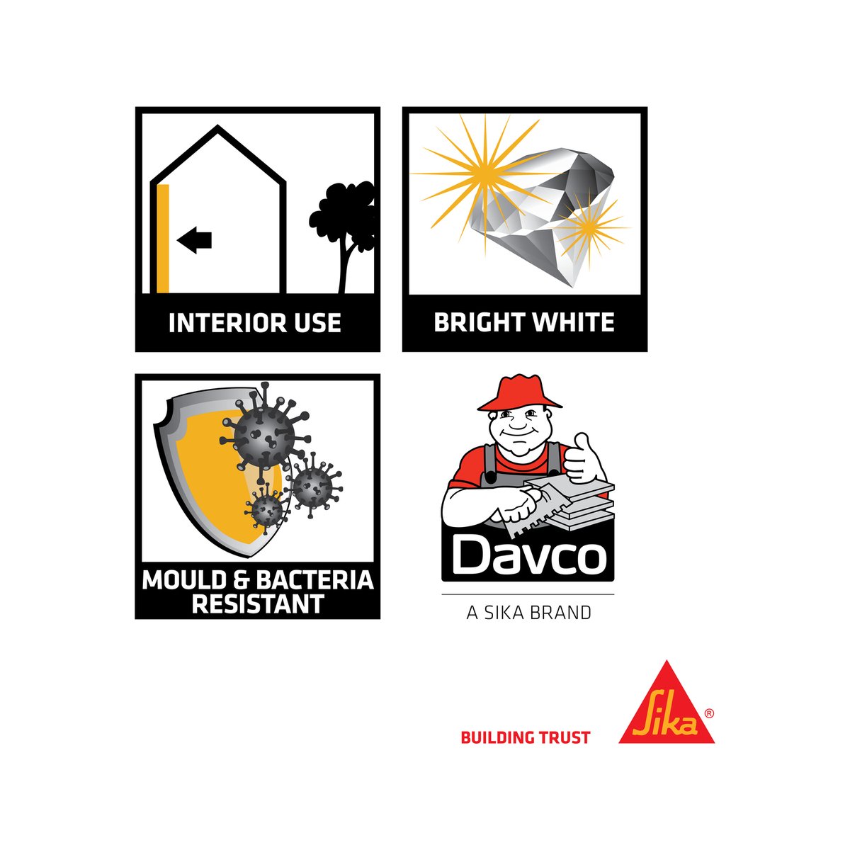 Davco 1.5kg Bright White Superfine Sanitized Grout - Cement Based, Mould Resistant, Wall