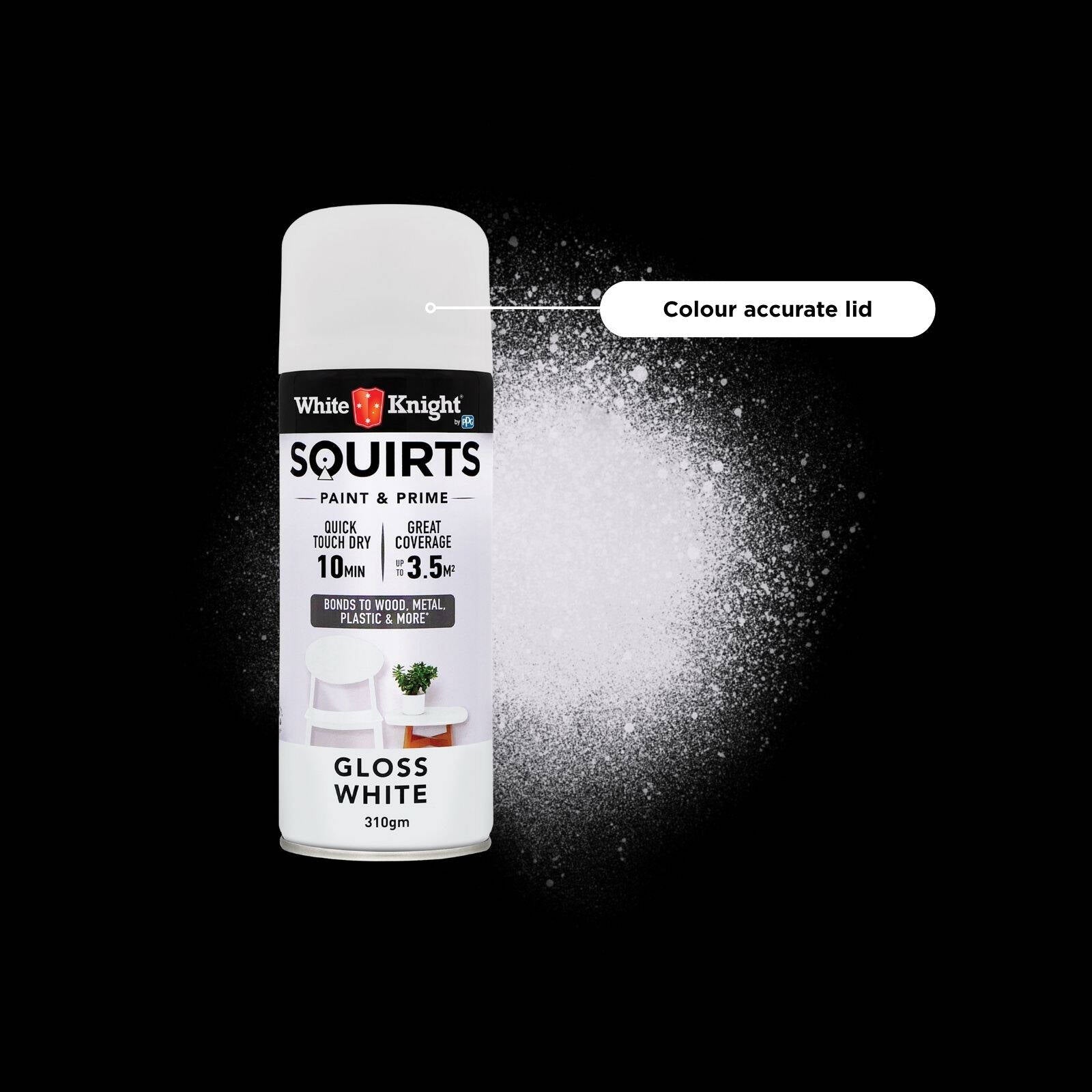White Knight Squirts Spray Paint 310g White Gloss