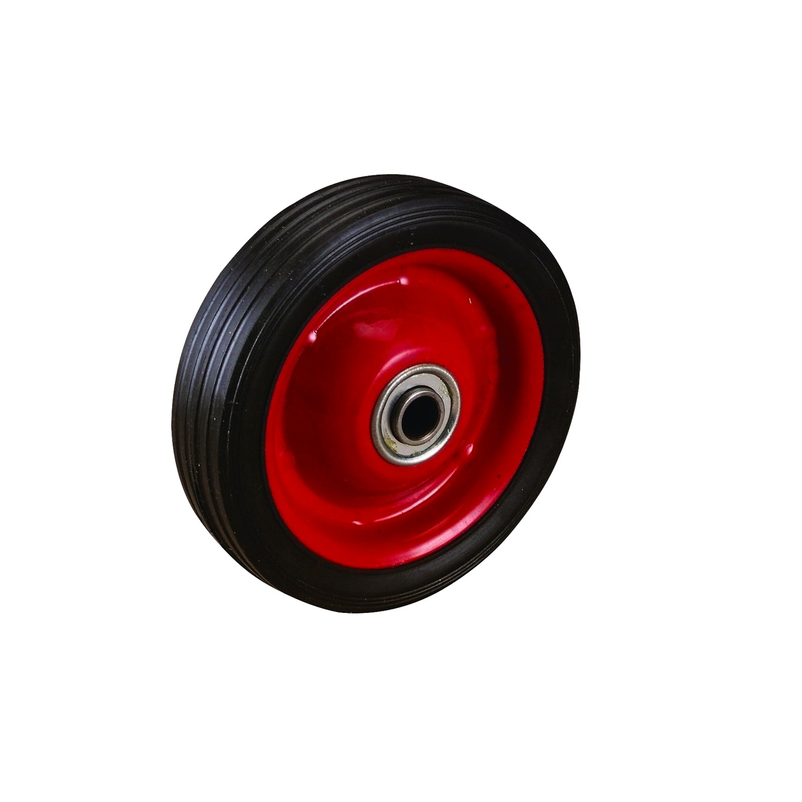 Easyroll 125mm Black Rubber Tyre with Red Metal Centre, Solid, 40kg Load