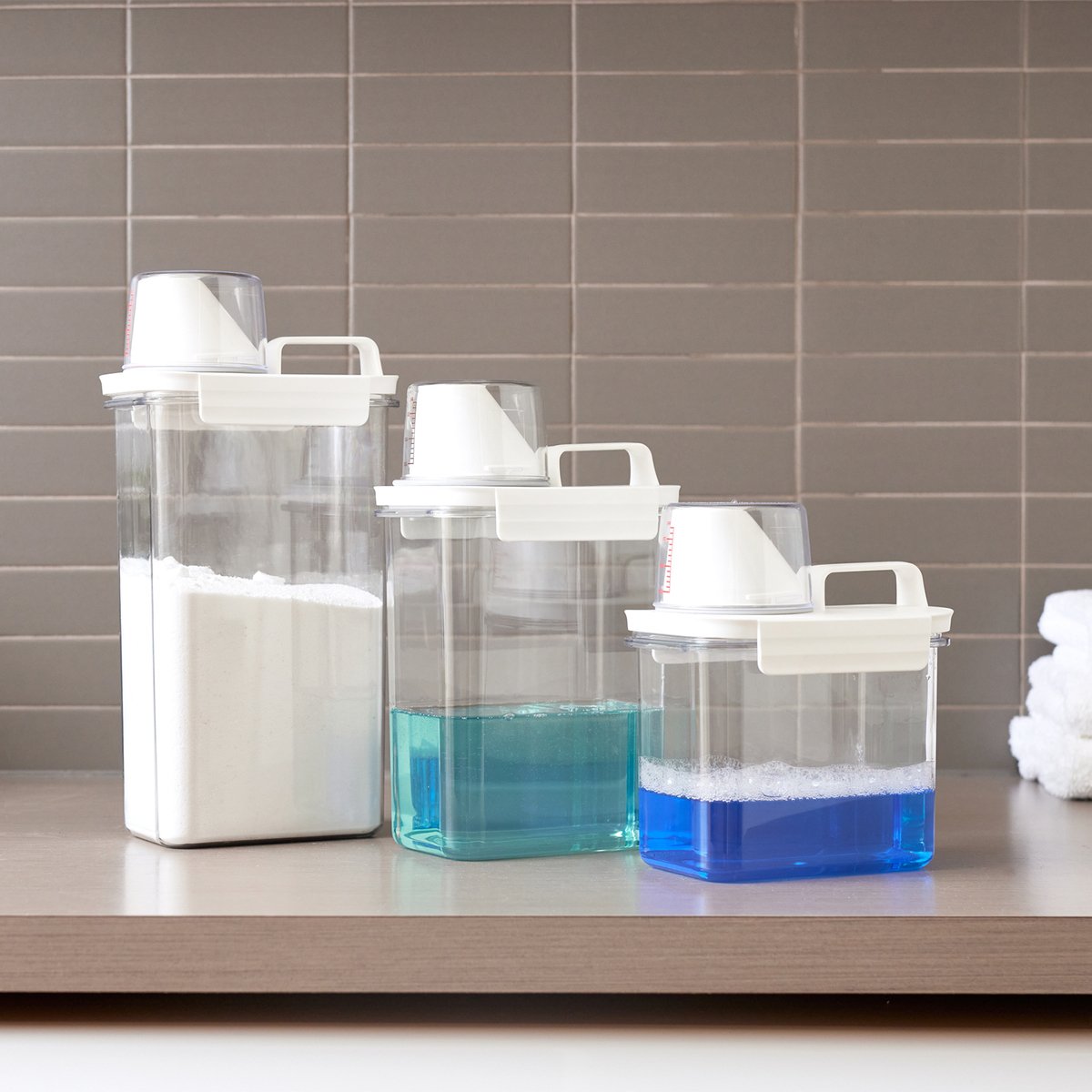 Boxsweden Large Crystal Laundry Container 2.3L - Clear PET with Measuring Cup