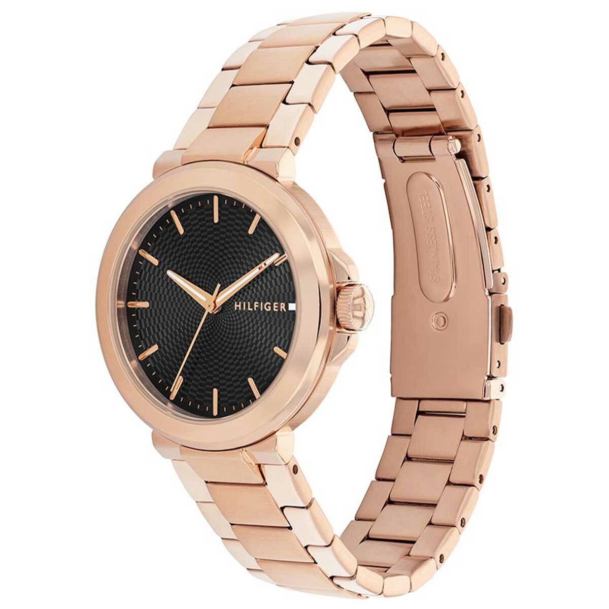 Tommy Hilfiger Lori Rose Gold Stainless Steel Black Dial Women's Watch