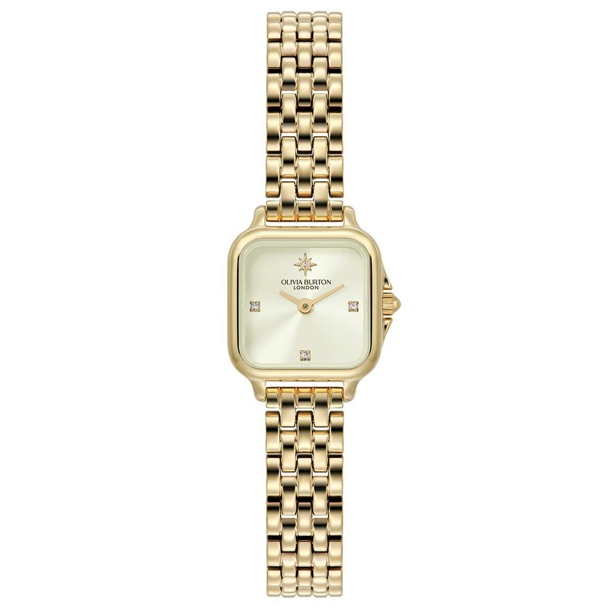 Olivia Burton Grosvenor Mini Ionic Plated Thin Gold Steel Ivory Dial Womens Watch 24000257