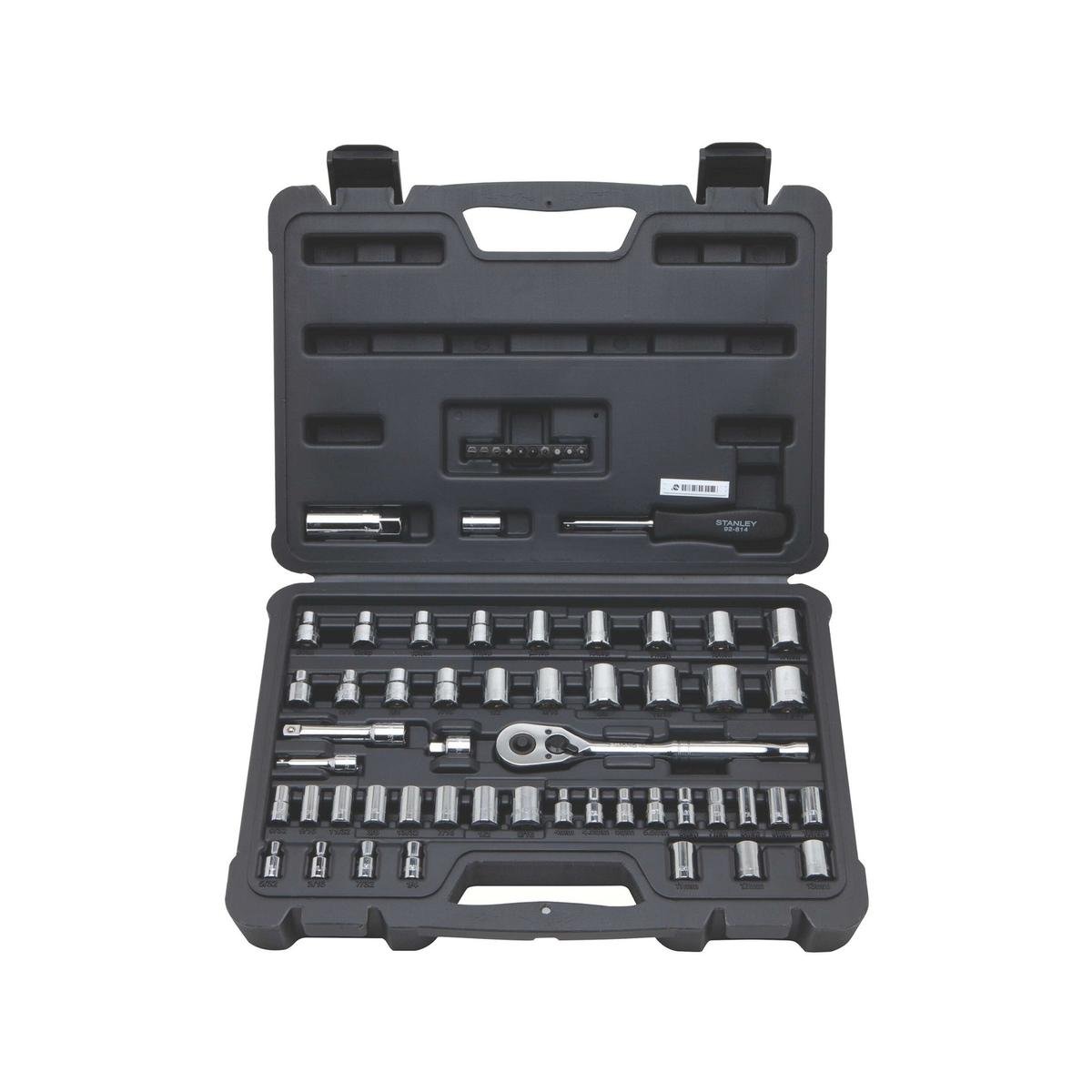 Stanley 60 Piece 1/4" and 3/8" Drive Socket Set, Ratcheting with Case
