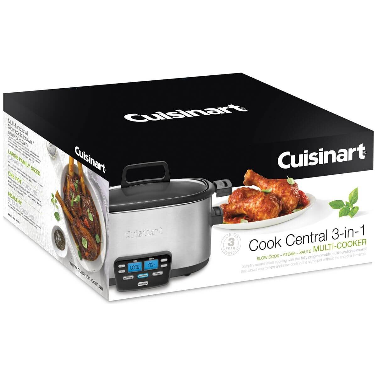Cuisinart Cook Central 3-in-1 Multicooker - Stainless Steel, Programmable, Glass Viewing Lid - MSC-600XA