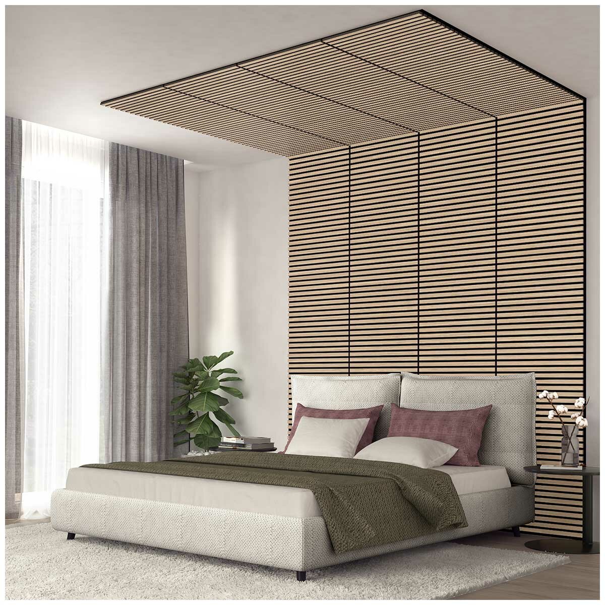 Artika Sonolok Sound Absorbing Slatted Wall Panel Kit Oak And Black