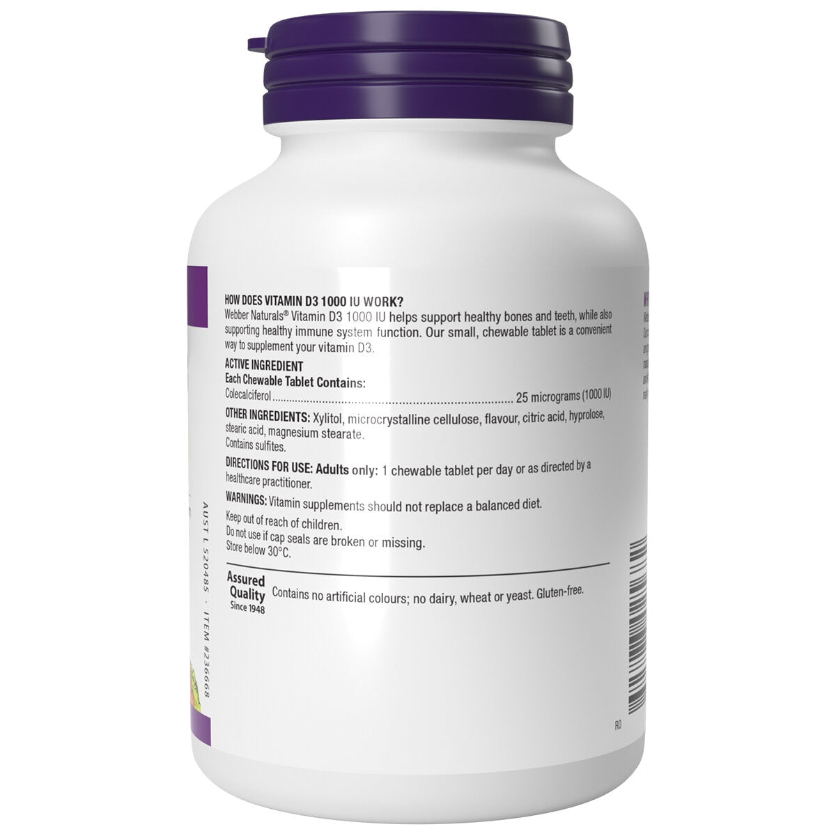 Webber Naturals Chewable Vitamin D3 1000IU 350 Tablets