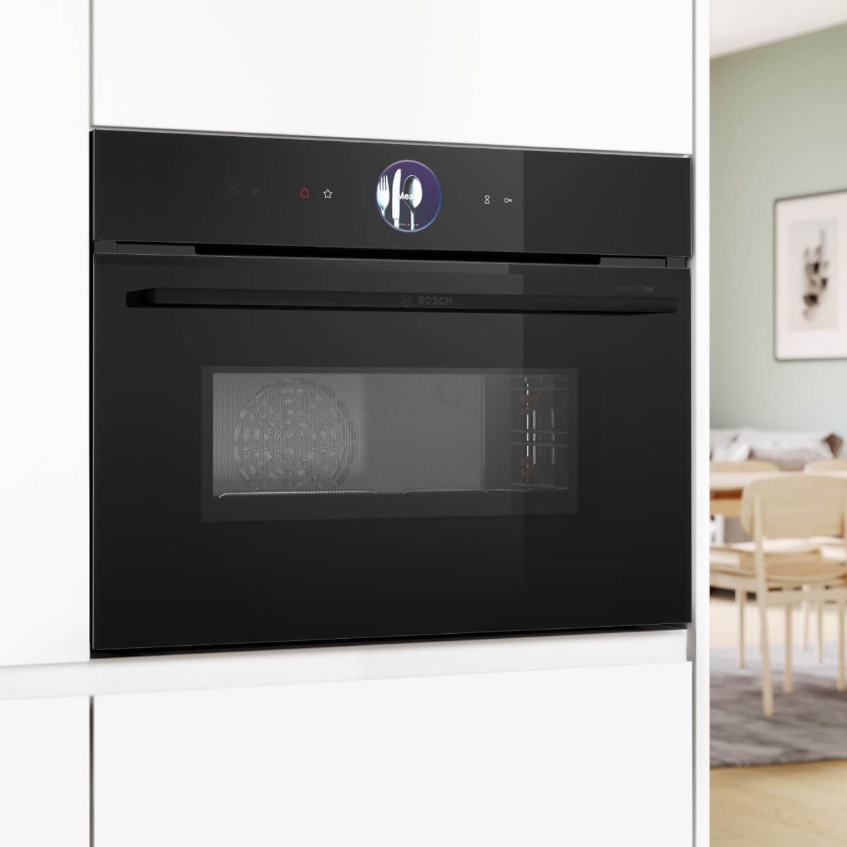 Bosch Series 8 Accentline compact oven with microwave - 45L, 4D HotAir, TFT touch display, black - CMG936AB1A