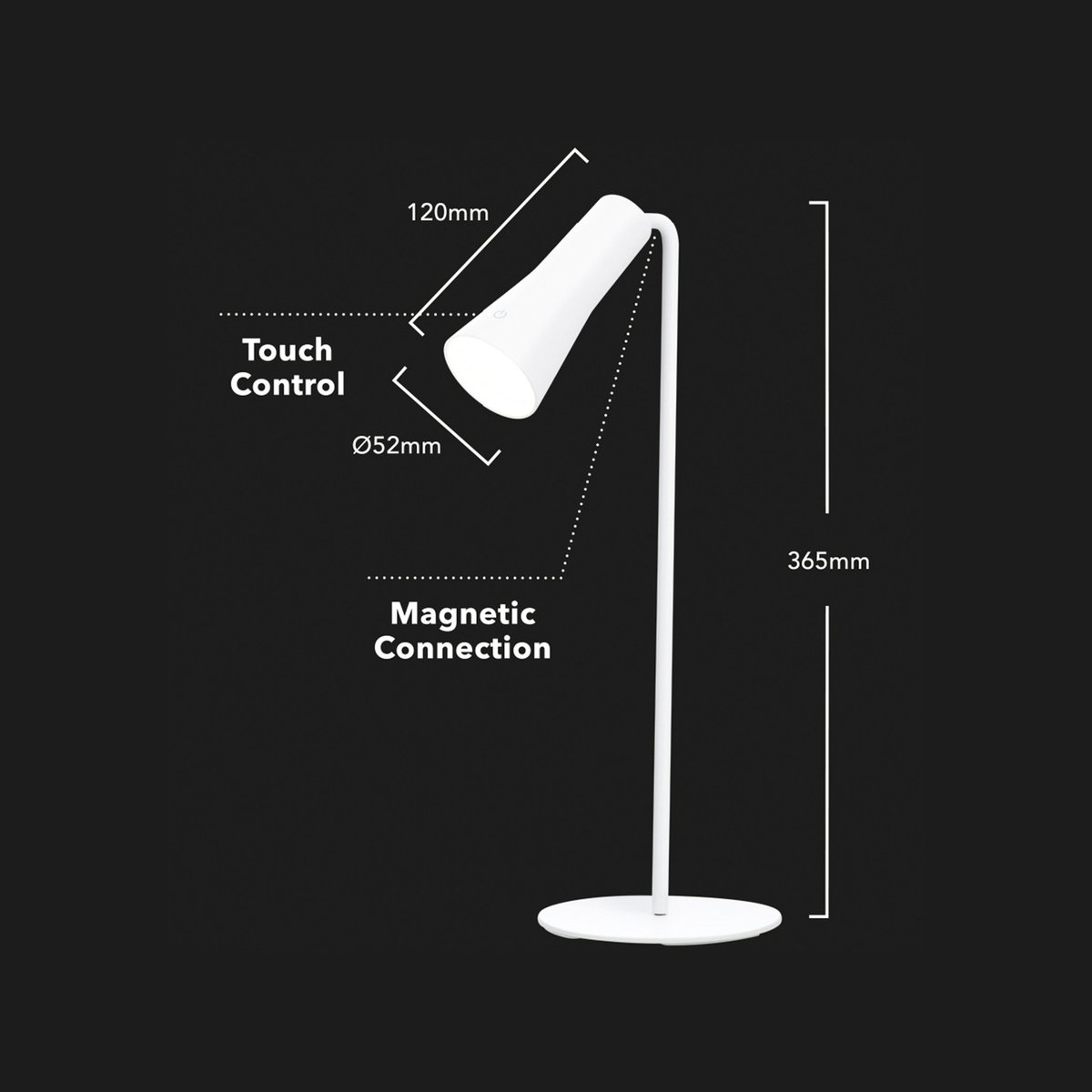 Verve Design 3 In 1 Lucian LED Lamp 7W White Rechargeable ATL412WH
