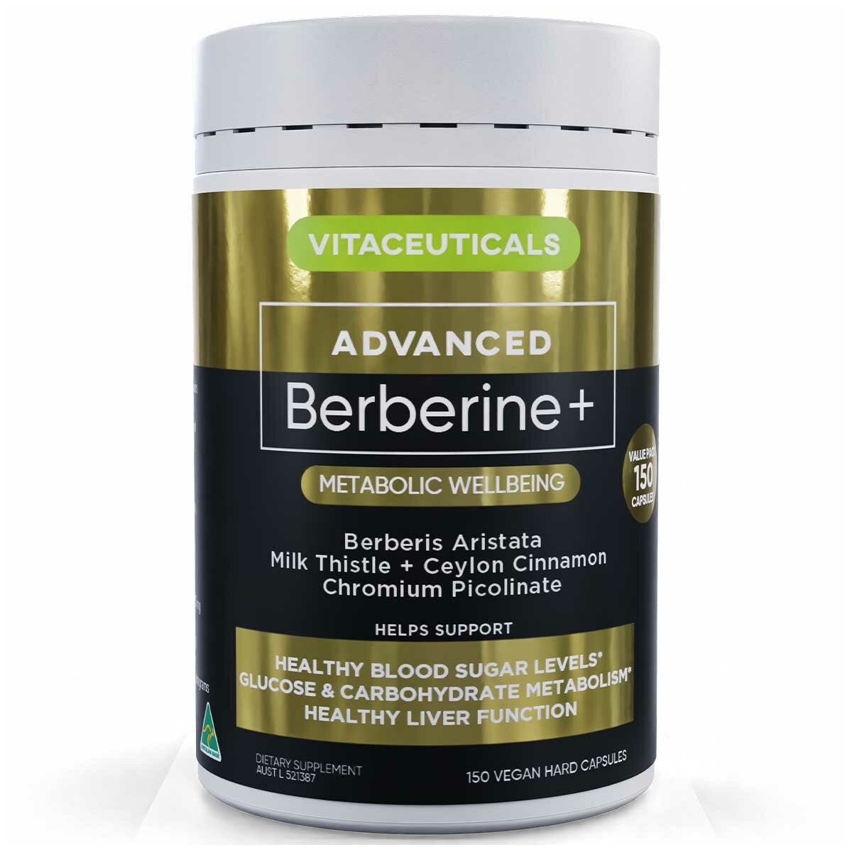 Vitaceuticals Berberine Plus Advanced 150 Hard Capsules Metabolic Support Supplement