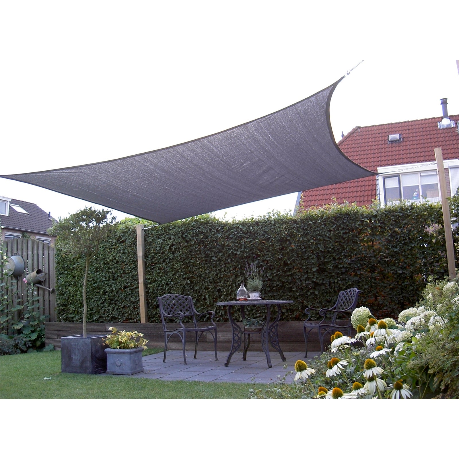 Marquee 3 x 5m Charcoal Rectangular Shade Sail - HDPE 93% UV Block