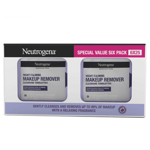 Neutrogena Night Calming Wipes 6 x 25 Pack