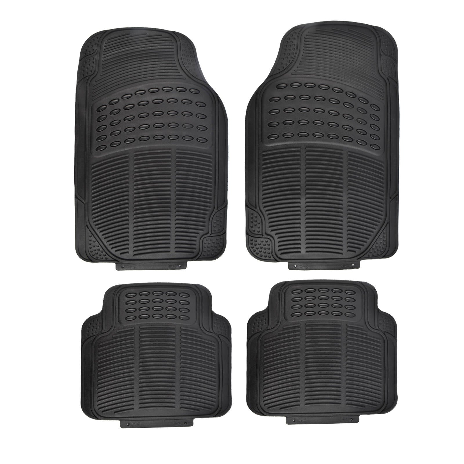 All Set 430 x 705mm Black PVC Car Floor Mat 4 Piece with Anti-Slip Backing
