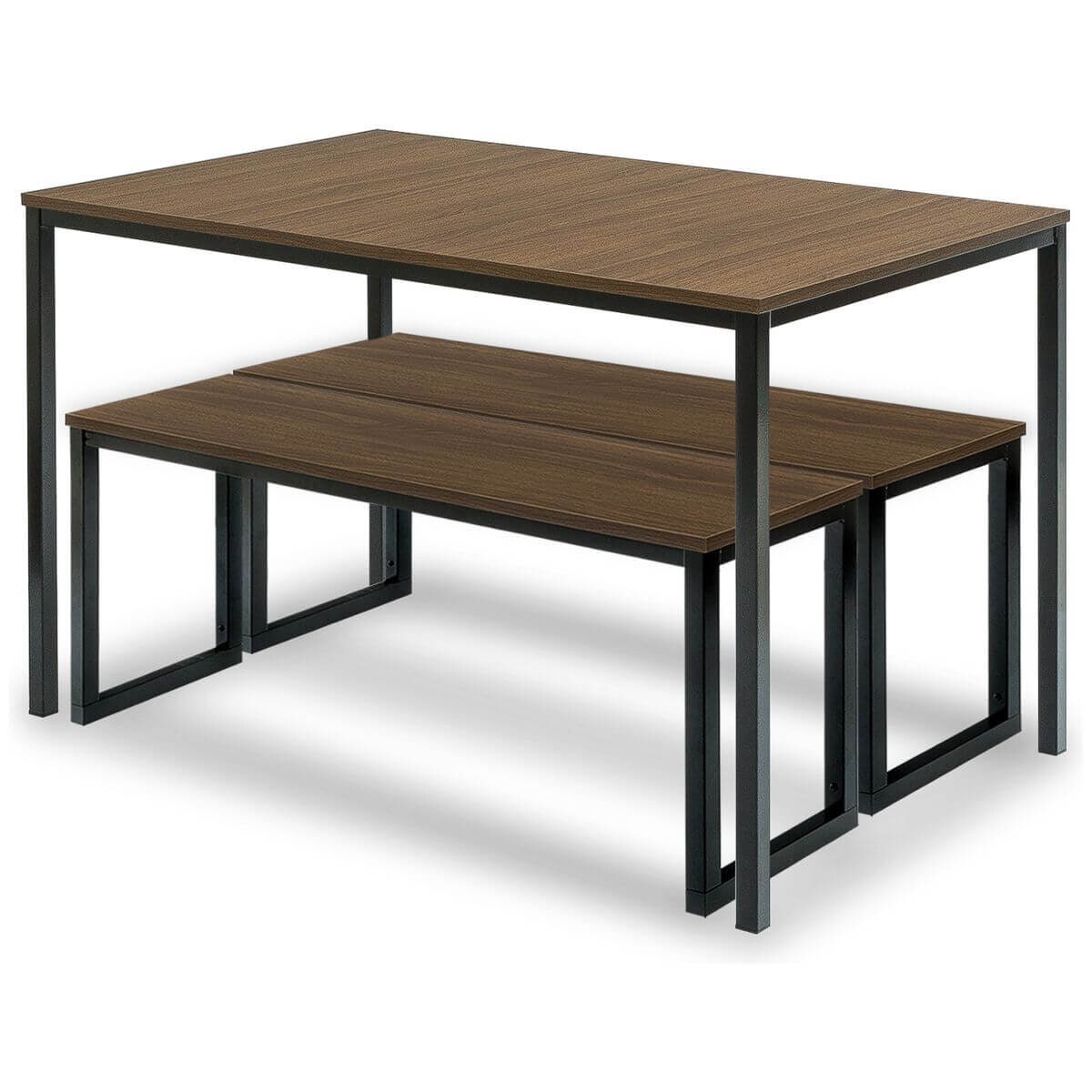 Zinus Louis 3 Piece Dining Set - Table and Two Benches, Seats Four, Steel Frame - AU-TS-4830