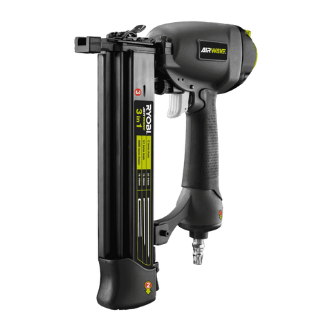 Ryobi Airwave 3 in 1 Air Brad Nailer and Stapler, 15-64mm, Grey RA-NBS1664-S