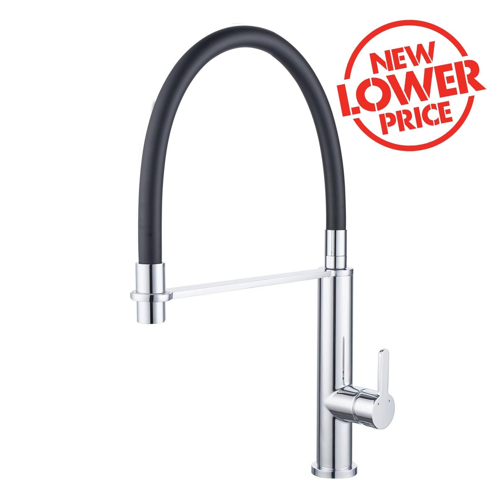 Estilo Pull Down Sink Mixer Tap Chrome 25mm Rubber Coil Dual Function 5 Star WELS 6L/min
